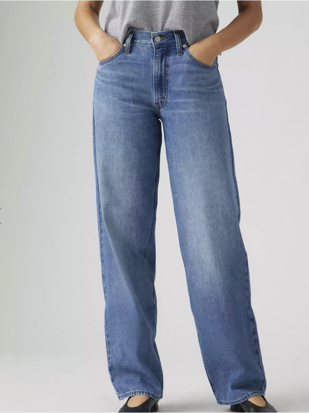 Levi's Premium Baggy Dad Women's 27x32 Blue Denim Straight Leg Mid Rise NWT